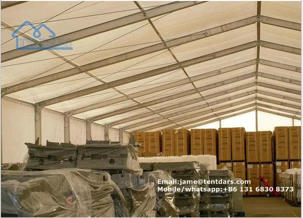 Flame Retardant Outdoor Warehouse Tents Marquee With Steel Rolling Door And PVC Fabric Walls For Sale